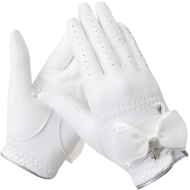 테온셀 세인트앤드류스 [24 SS] 여성 심볼 리본 포인트 양피 양손 장갑(821D1GV051WH), 18, 화이트, 1개