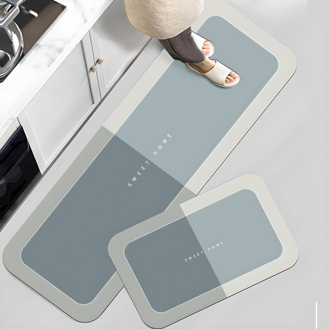 우아한클릭 2종세트 빨아쓰는 소프트 규조토 주방매트, 마카롱민트, 1세트