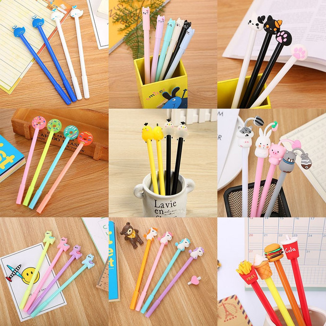 캐릭터 볼펜 모음 귀여운 필기구 학용품 단체선물 B 학생 유성펜 인형 중성펜, 오브젝트 분홍발