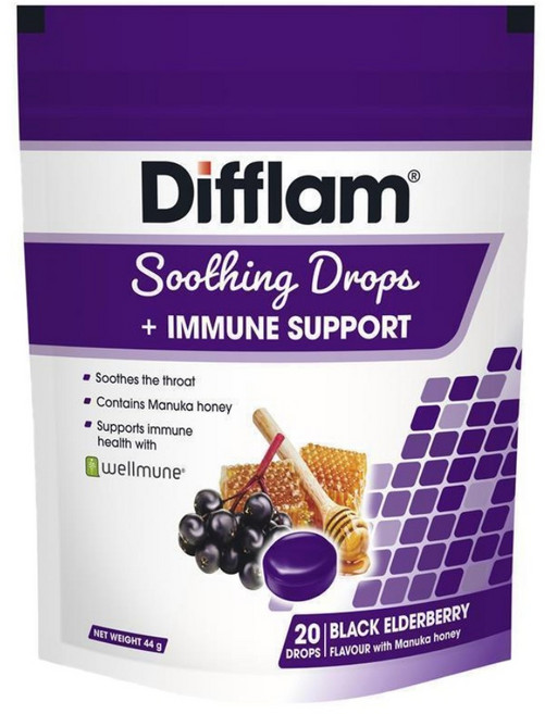 디플램 수딩 블랙 엘더베리 사탕 20개입 Difflam Soothing Elderberry Drops, 1개