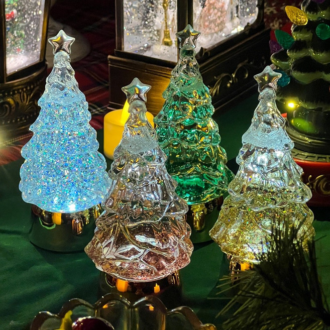 JIYU 크리스마스 LED 워터볼 교회 트리 4종 - 무드등 스노우볼 오르골 집들이 선물, 2.트리 워터볼, 로즈골드, 2. 트리 워터볼_로즈골드