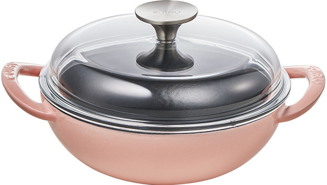 에지리 인덕션 블랙아이언 베이비웍 하이돔 양손냄비, 20cm, PEACH PINK (피치 핑크), 1개