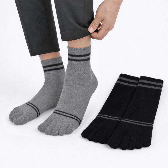 발렌티노크리스티 남자 DT 투웨이 발가락양말 순면 면100 + 드라이텍스 발목 중목 6켤레