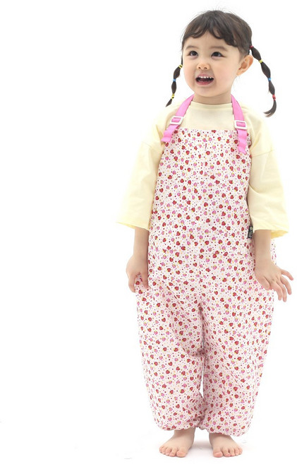 플리에 멜빵형 미술가운/모래놀이바지/갯벌체험옷, 핑크딸기