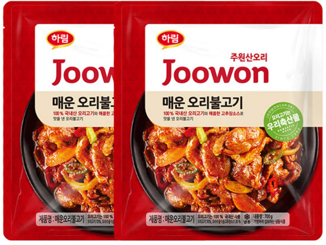 주원산오리 매운오리불고기 700gX2개 오리주물럭, 2개