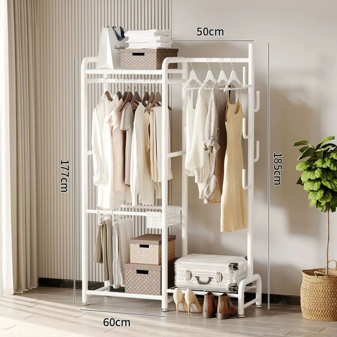 투에스리빙 철제 스탠드 시스템 드레스룸 행거, 1개, K. 0cm 화이트 옷걸이바지걸이 증정