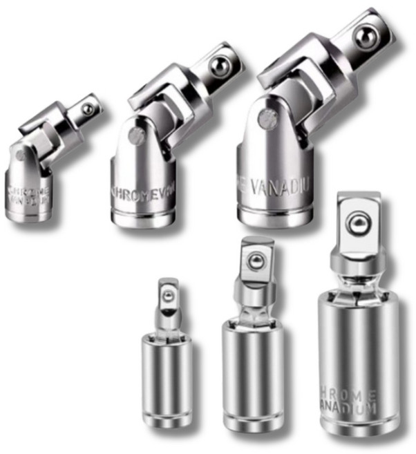 tinduo 크롬 바나듐 소켓 유니버설 조인트 세트 다각도 유연 연결구 소켓 렌치 어댑터 6pcs, 1세트