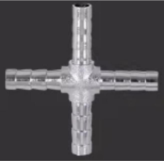 스트레이트 엘보 티 Y 크로스 4 6 8 10 25mm 호스 바브 테일 크롬 도금 황동 파이프 피팅 커넥터 공기 물, [05] cross, [04] 10mm, [01] Hose Barb, 1개