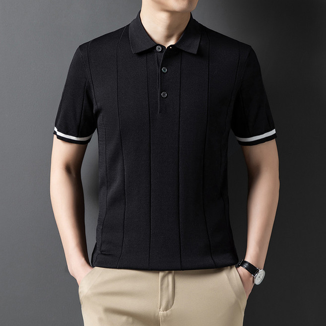 남성 여름 비즈니스 루즈핏 캐주얼 골프셔츠 테니스셔츠 중년남성 심플 통기 반팔BL4678970