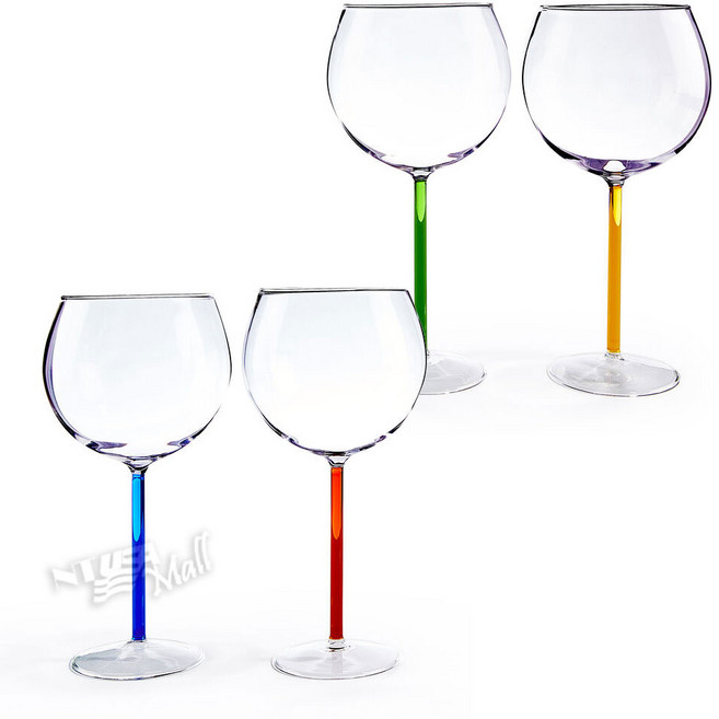 모마 익스클루시브 마테오 몽니 수제 와인잔 MOMA EXCLUSIVE COLOR ACCENT RED WINE GLASSES SET, BLUE/ RED ORANGE, 1개