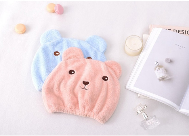熊可愛造型速乾吸水乾髮帽, 1個