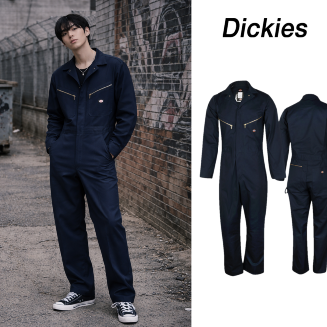디키즈 남성 점프수트 트윌 롱슬리브 커버올 네이비 48799DN