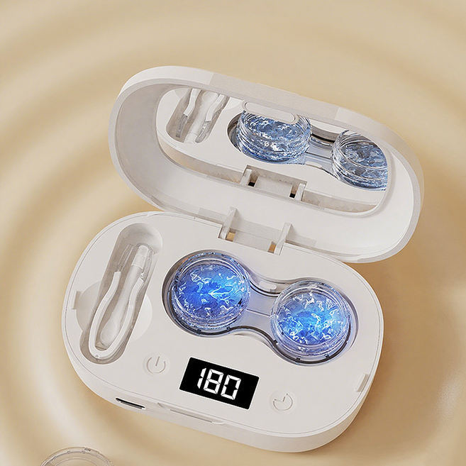 HULULU 무선 UV 살균 듀얼 초음파 렌즈 세척기, 1개, 화이트