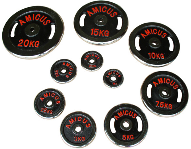 아미쿠스 손잡이 경량도금 바벨원판(홀지름28mm) 1kg ~20kg 무게선택구입 (KG당 3 600원) 개당판매, 실버+검정, 1개, 10kg