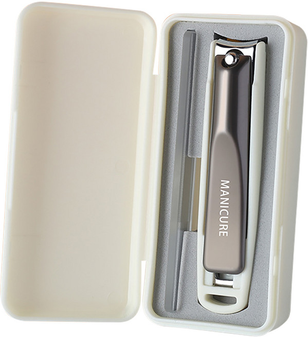 해즈잇 튀지않는 휴대용 스테인리스 대형 손톱깎이 발톱깎이 세트, 1세트, 화이트