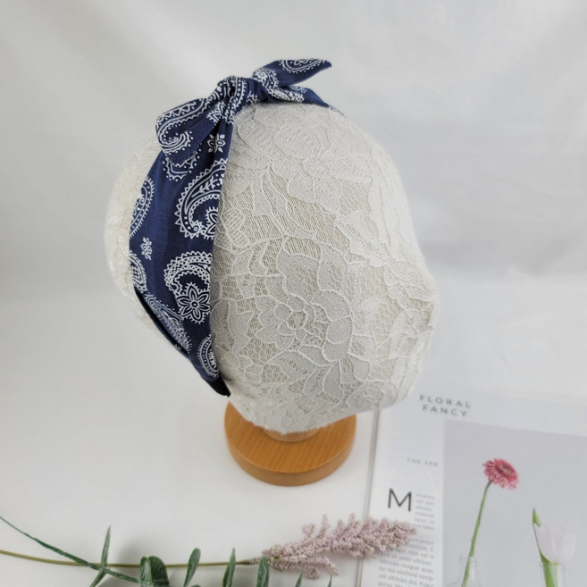 8color 페이즐 패턴 반다나 와이어 리본 매듭 두건 편안한 헤어밴드 머리띠 서진이네 정유미