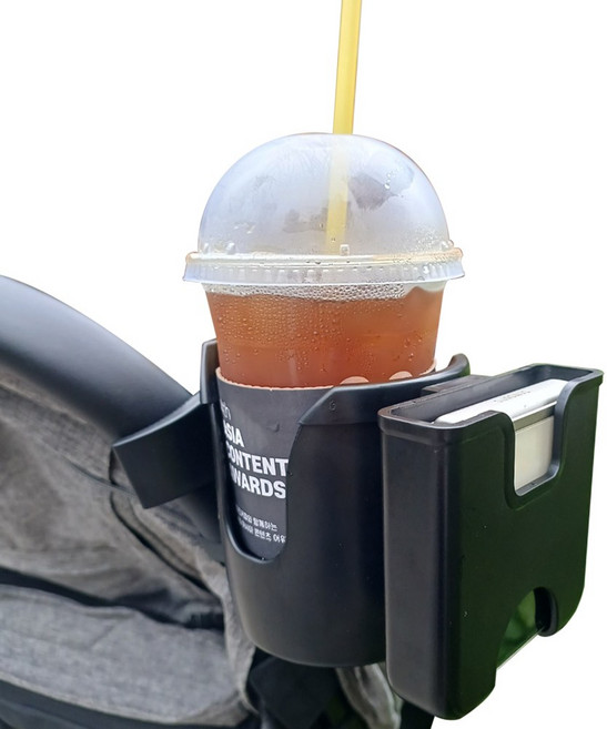 튼튼 Z플립 유모차컵홀더2구 거치대, 블랙, 1개