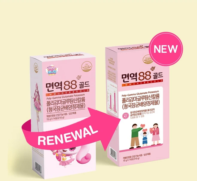 면역88골드 PGA-K 폴리감마글루탐산칼륨 14포 x 4박스, 210g - 쿠팡