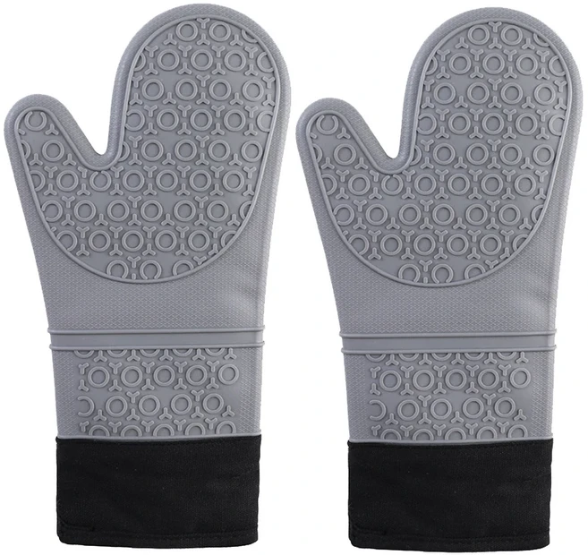 1/2Pcs 전문 오븐 장갑 내열성 실리콘 부드러운 내부 라이닝이있는 미끄럼 방지 요리 바베큐 Gants, 04 2Pcs Gray