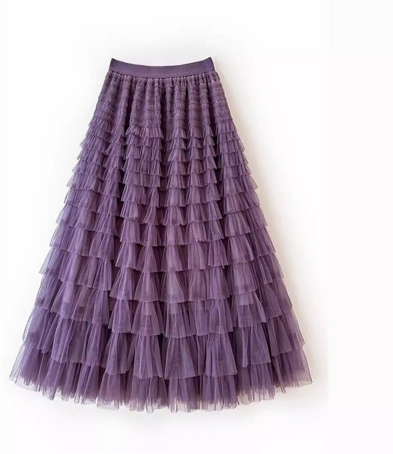 플리츠 망사 볼륨치마 롱스커트 SH1445RE