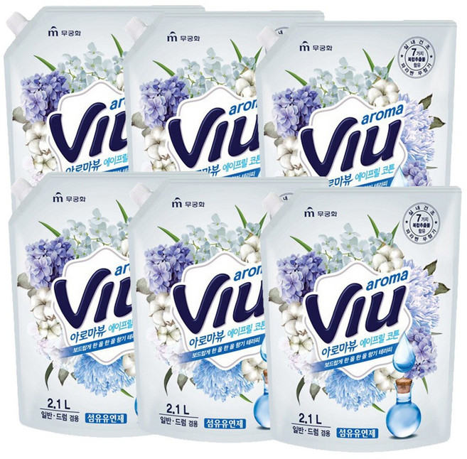 무궁화 섬유유연제 아로마뷰 4가지 향기 신상품 출시 - H.C, 에이프릴코튼, 6개, 2.1L