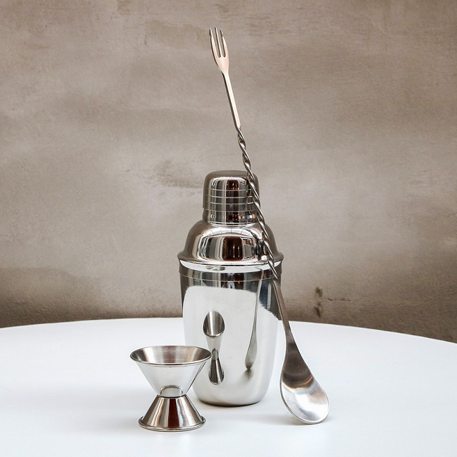 스텐 칵테일 쉐이커 500ml 지거 바스푼 세트 홈텐딩 용품 키트, 바스푼 소, 지거2호, 1개