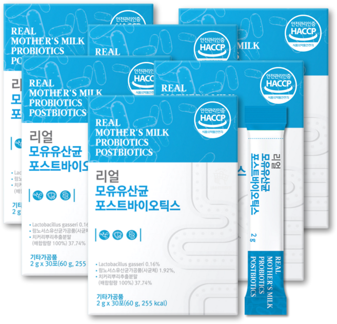 리얼 모유 유산균 포스트바이오틱스 낙산균 프롤린 이노시톨 HACCP 식약처인증, 6박스, 30회분