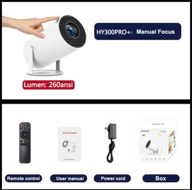 빔프로젝터 DITONG hy300 pro 프로젝터 4K 안드로이드 Wifi 1080P 1280*720P HD 홈 시네마 야외, AU 플러그, 3)PRO new package 0, 5) PRO new package 0