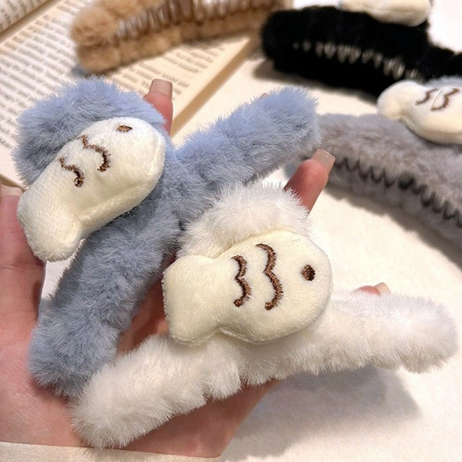 붕어빵 집게핀 밍크퍼 집게핀 2개 세트