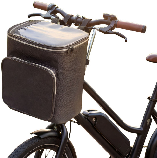 엔루즈 대용량 자전거 바이크 킥보드 바구니 핸들바 가방 배달부업, 1개, 블랙