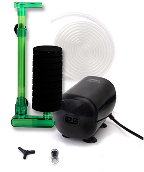 아마존 관상어용 2구 기포발생기 중형어항용 SH-A4 + 기포기 2897 + 스펀지여과기 세트, 1세트, 2.5W