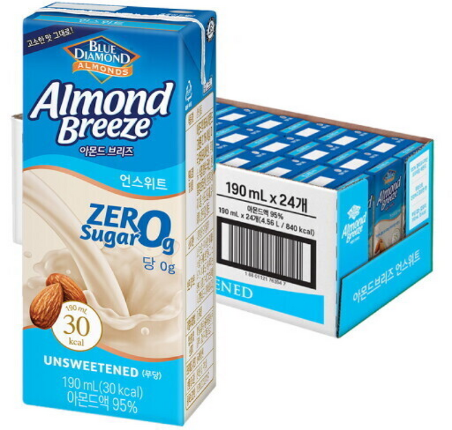 매일유업 아몬드브리즈 언스위트 제로슈거, 1개, 190ml