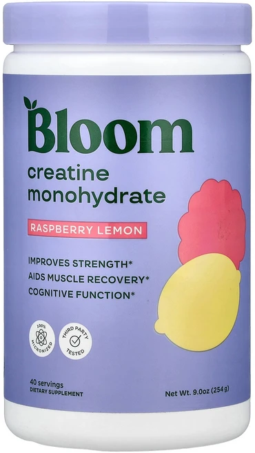 Bloom 블룸 크레아틴 모노하이드레이트 라즈베리 레몬 9 oz (254 g) 파우더 운동보충제, 1, 254 - 쿠팡