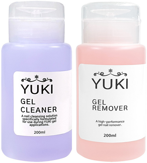 유키 젤네일 젤클리너+젤리무버 세트 펌프형 (반투명), 1개, 200ml