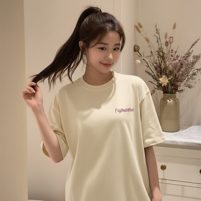 데일로엔 여성 여름 오버핏 레터링 반팔 이너 데일리 티셔츠