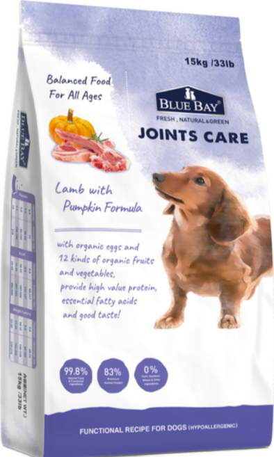 BLUE BAY 倍力 犬用 羊肉 + 南瓜 低敏乾糧, 關節保健, 15kg, 1包