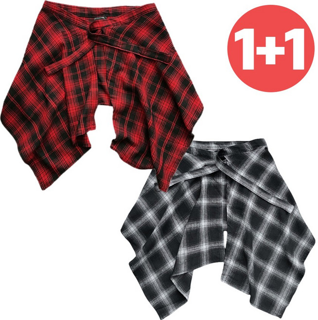 체크 엉덩이 치마 레깅스 레이어드 스커트 가리개 힙 커버 업 남방 룩 2종