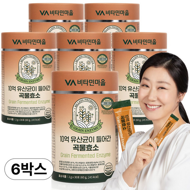 비타민마을 10억 유산균이 들어간 곡물 효소, 6개, 60g