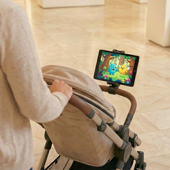 네바스 유모차 홈트 실내자전거 런닝머신 핸드폰 태블릿 거치대, 1개, BLACK, NE-01