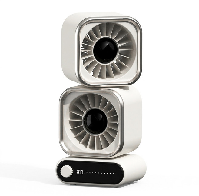 Giilight 듀얼쿨 데스크탑 선풍기 6000mAh 대용량 360도 조절 저소음 휴대용 선풍기 사무실/캠핑/침실용, 흰색, HX-F399