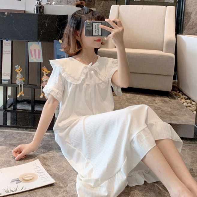 윤블리 여성 루즈핏 프릴 원피스 잠옷 [1217]