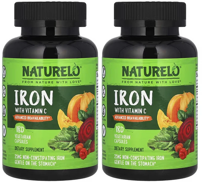 네츄렐로 비타민 C가 함유된 철분 180식물성캡슐, 180정, 2개 - 쿠팡