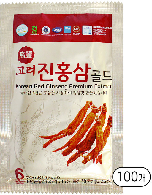 고려 진홍삼 골드 (낱개), 100개, 70ml