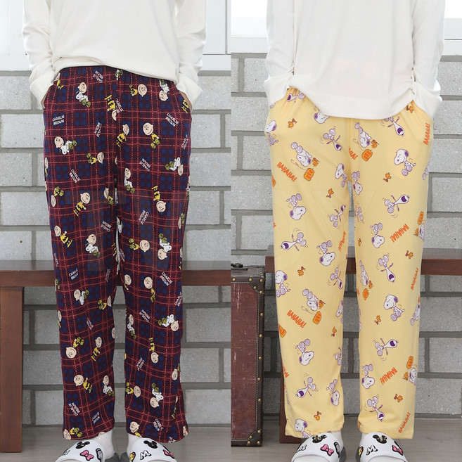 투와이 스누피 남녀공용 피치 바지 2장 세트 PC188S (잠옷/파자마/홈웨어)