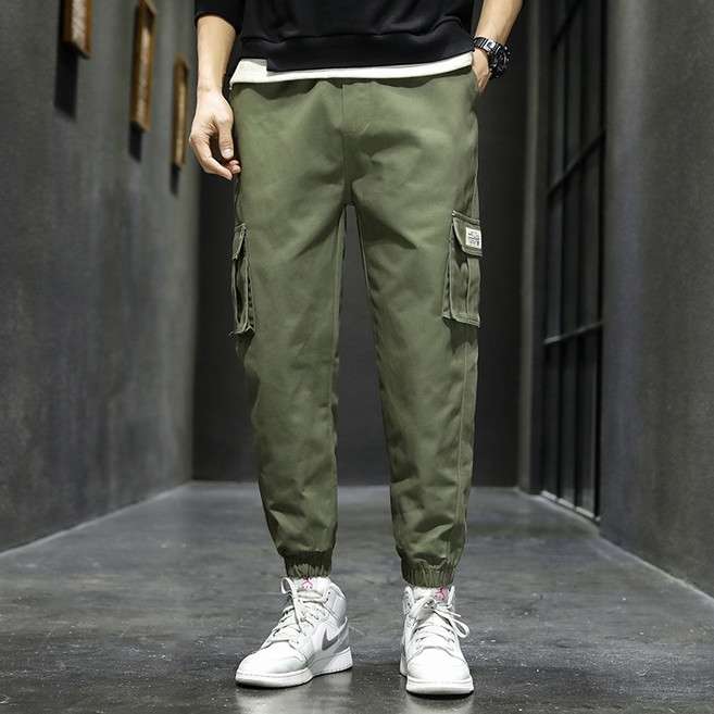 HKS 男生束脚工裝褲 多口袋休閒寬鬆棉褲