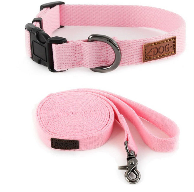 도그아이 강아지 목줄 + 리드줄, 핑크, 1세트
