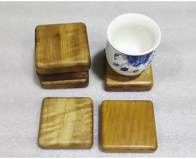 泓潤 金絲楠木杯墊, 1個, 方7*7cm 厚2cm
