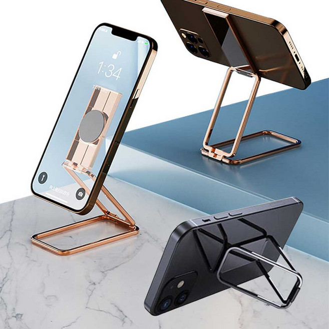 스마트폰 거치대 메탈 핑거링 자석 휴대폰 고리형, 핑거링 사각 골드, 1개