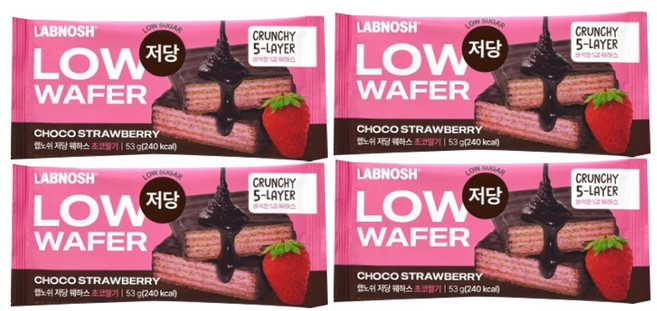 랩노쉬 저당웨하스 초코딸기, 53g, 4개