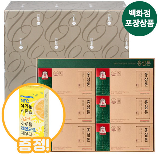 [정관장]부모님 선물 포장 홍삼톤 (50ml*60포)+(100%레몬즙 증정)이벤트+쇼핑백 최신상품 겉 케이스 있음, 홍삼톤50ml60포(레몬즙증정)
